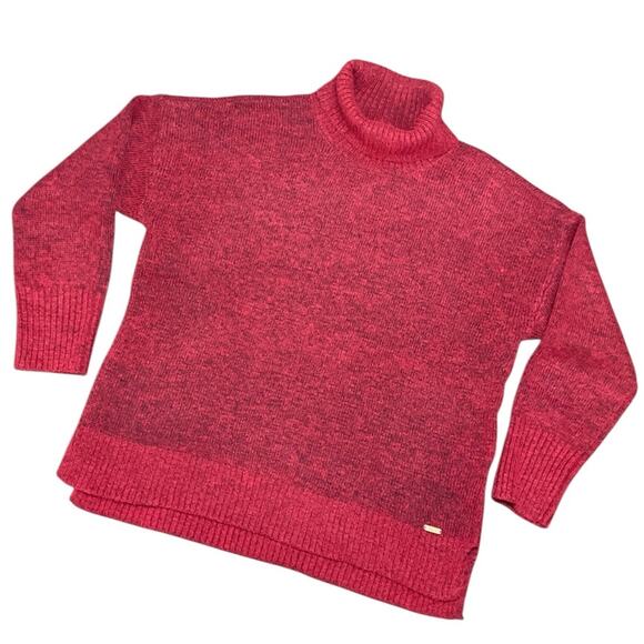 Calvin Klein Red Cowl Neck Sweater with Textured Knit Size Large EUC - Picture 1 of 9